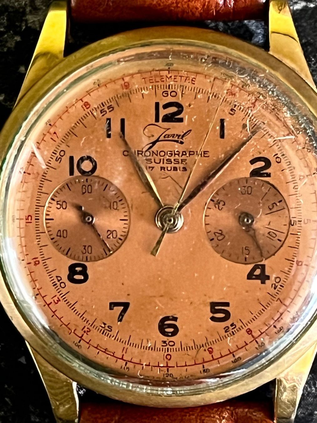 Uhren: Javil Chronograph Goldgehäuse – Gebraucht aus Flumenthal von Fetthenne 2