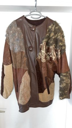 Veste patchwork Elena Reudero Ibiza taille 44 cuir 25% laine