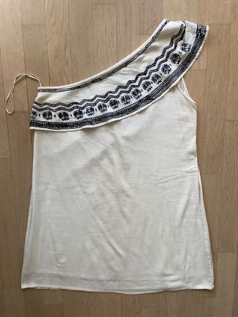 LES PETITES... PARIS Robe d'été blanche brodée asymétrique L