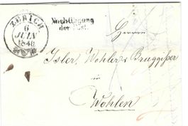 Faltbrief  Zürich - Wohlen 1840