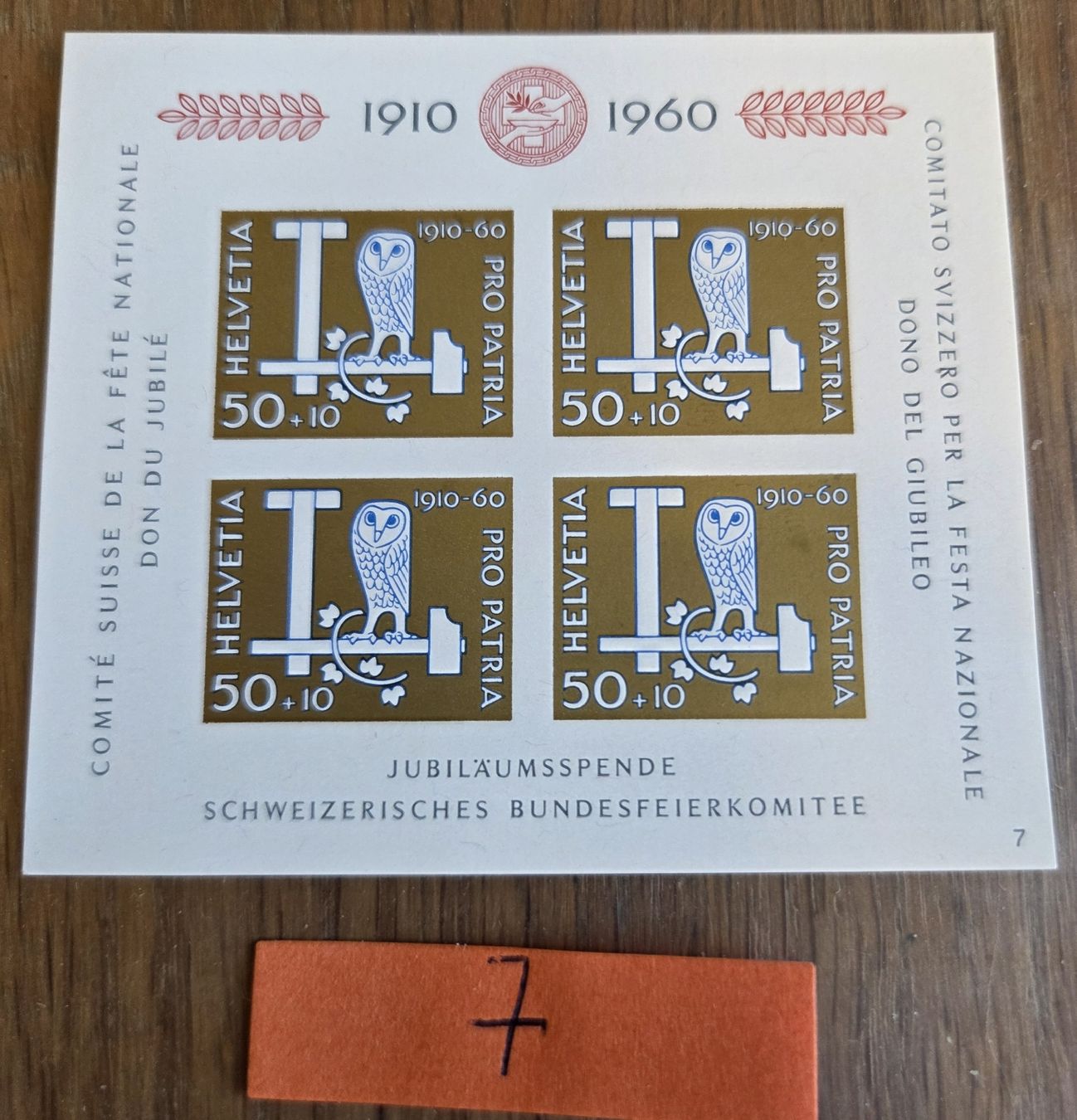 Tutti i francobolli: Pro Patria 1910-60 Jubiläumsspende, Viererblock Postfrisch.. – Usato da Stans venduto da Ducati16
