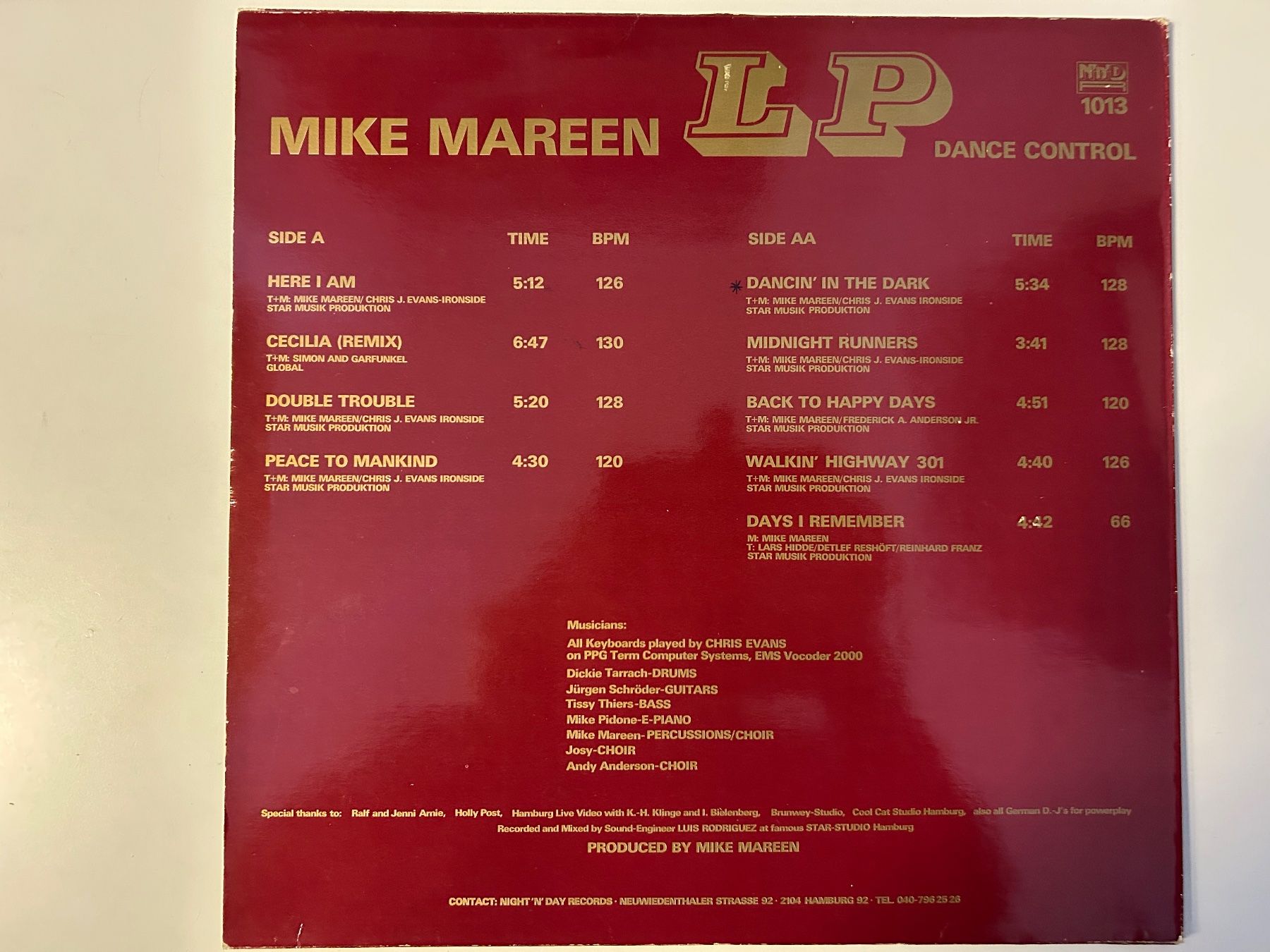 Dischi in vinile: Mike Mareen - Dance Control  Rare Vinyl 1985 – Usato da Aesch BL venduto da BlueMusicRecords 1
