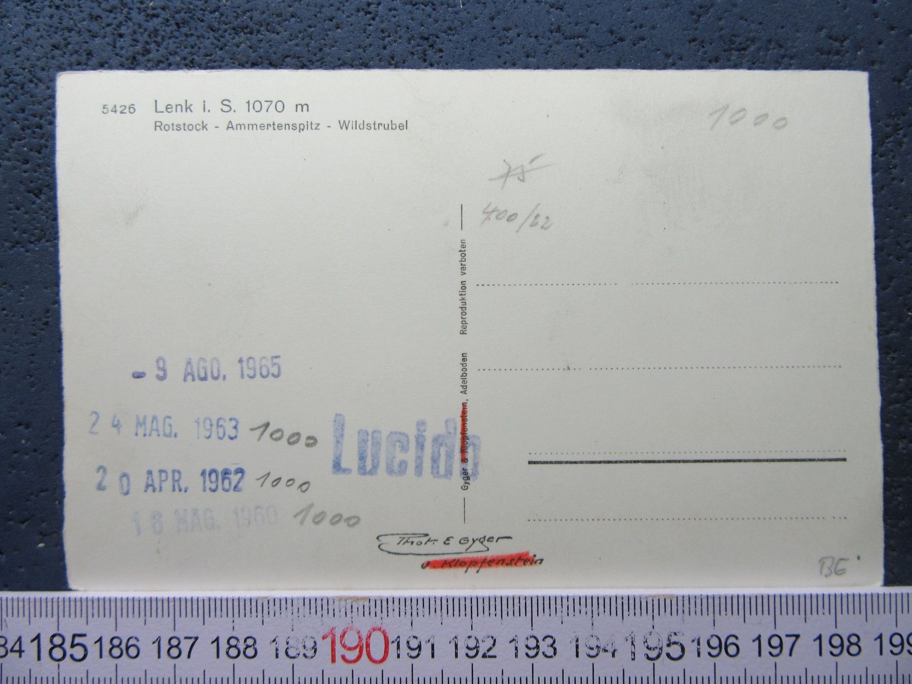 Cartoline postali: LENK IM SIMMENTAL AK BEO 1960 – Usato da Ettingen venduto da Hausi4711 1