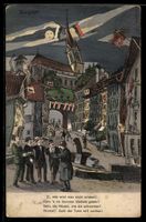 Künstler-AK Burgdorf, Gasse mit Torbogen und Kirchturm aus d