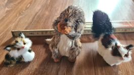 Deko Tierfiguren Set drei Stück echtes Fell guter Zustand