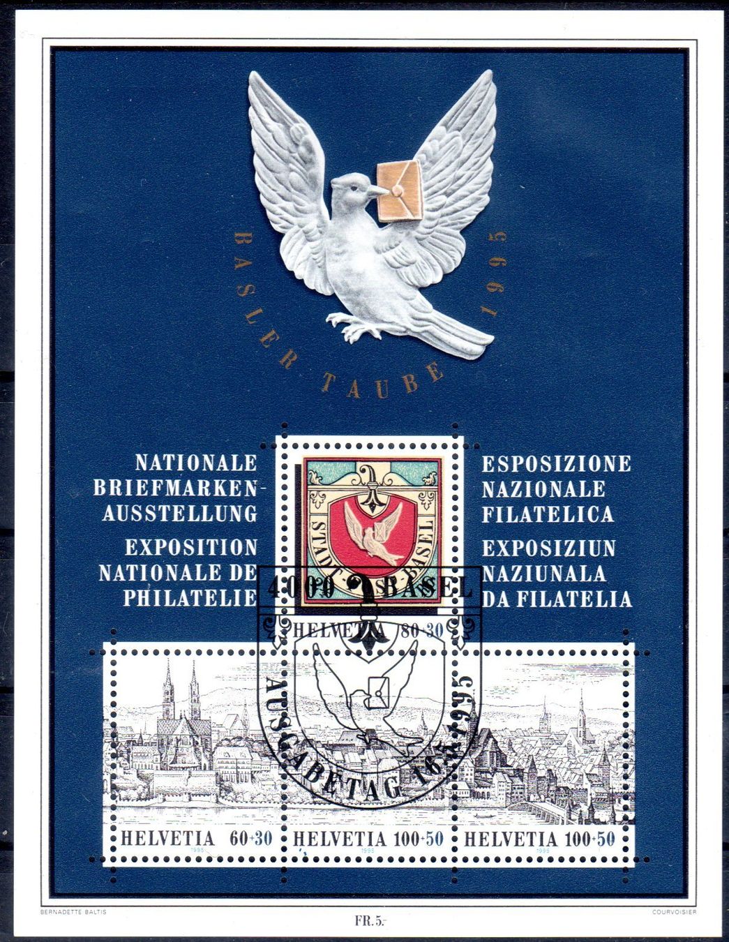 Alle Briefmarken: BASLER TAUBE 1995 KLEINBOGEN AUSGABETAG - CC84 – Gebraucht aus Losone von EM2019