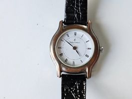 Montre femme Emilio Carducci vintage, bracelet cuir noir