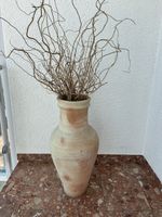 Keramikvase Amphore Steingut hellbraun gross