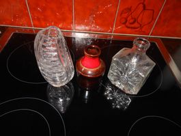 3x Vintage Vasen: Glas  Bleikristal Keramik,  sehr dekorativ