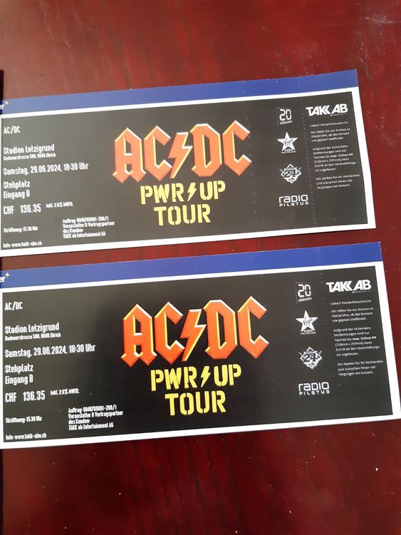 2 X AC/DC PWR UP Tour, Stehplatz, places debout, ZH 29.06.24 | Kaufen ...