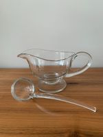 Saucier Glas mit Glaslöffel, nie benutzt