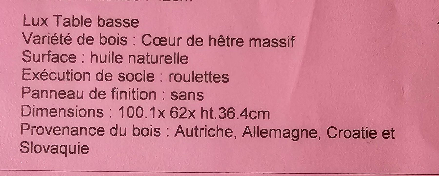 Tavoli: Table basse de luxe en hêtre massif + roulettes état neuve – Nuovo (secondo la descrizione) da Monthey venduto da Chez-Dani-81