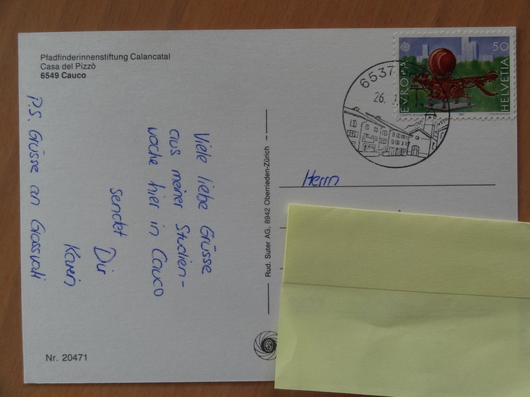 Cartoline postali: Cauco - Casa del Pizzo - GR - 1987 – Usato da St Léonard venduto da Riglin 1