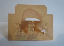 Tischkarte Hochzeit Lasertechnik, aufgestellt: 8,5 x 7,0cm