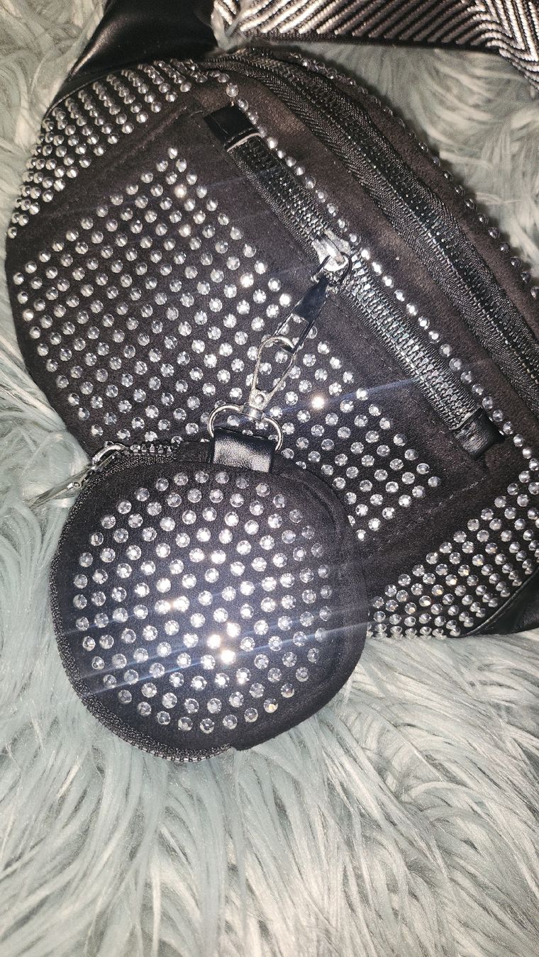 Leki Borse da donna: Schwarze Bauchtasche mit Strasssteinen NEU! – Nuovo e nell'imballaggio originale da Kreuzlingen venduto da Kissriri 2