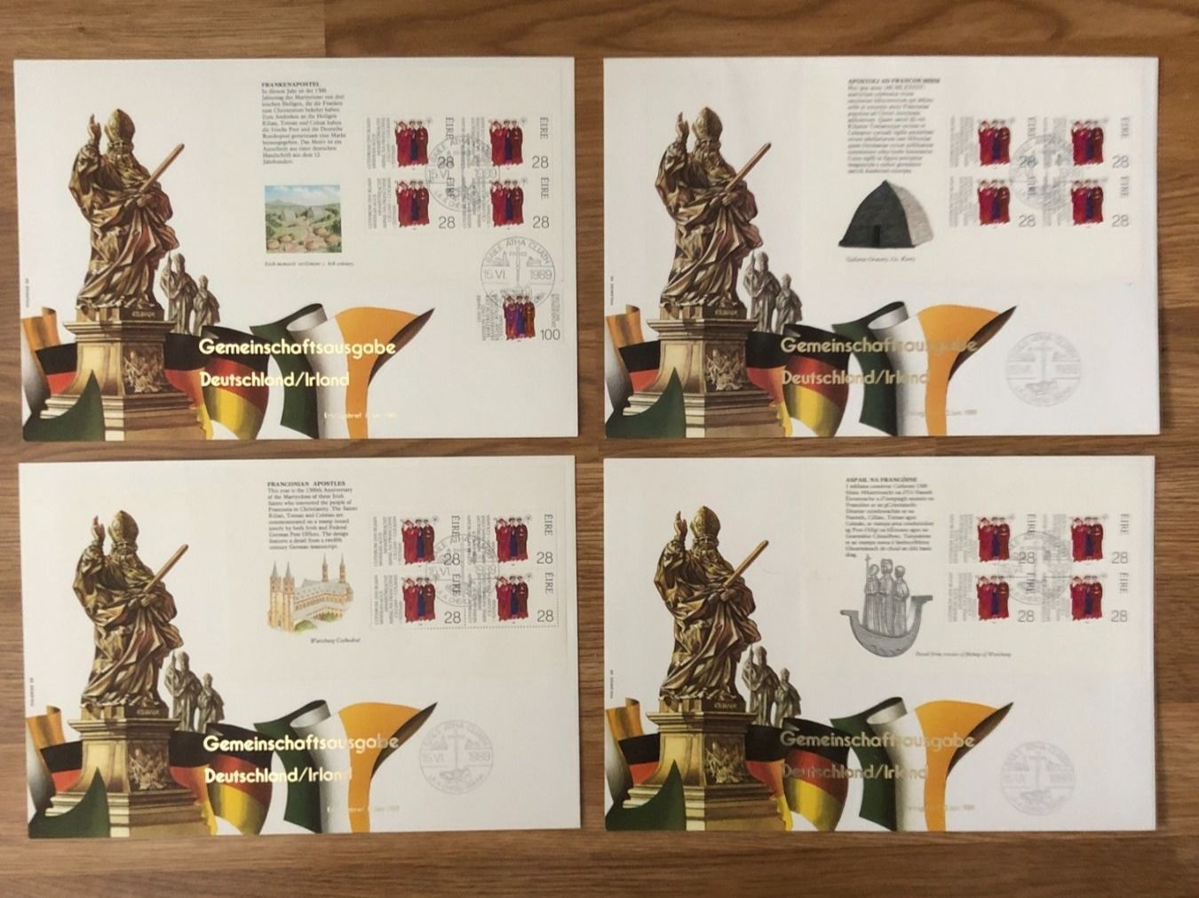 Alle Briefmarken: 4x Maximum-Karten Deutschland/Irland FDC 15.6.89 – Neu (gemäss Beschreibung) aus Landquart von interesse63