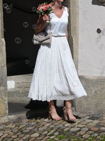 Weisser Rock und Top, 36/S, Hochzeitskleid/Standesamtkleid