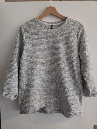 Damen Pullover grau weiss gemustert, 3/4 Ärmel, Grösse L