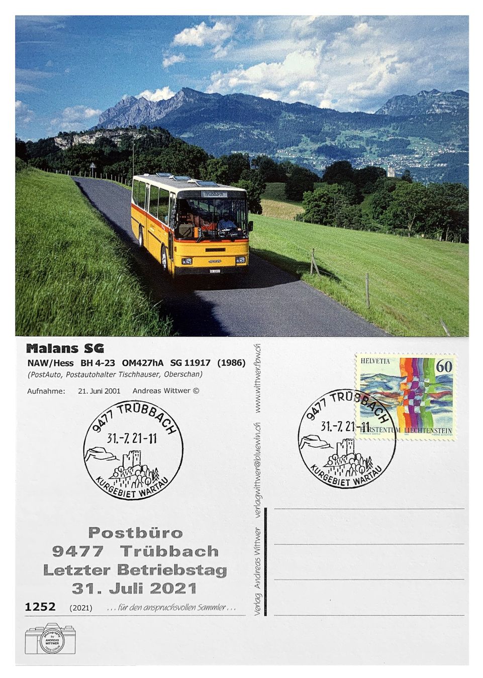 Cartoline postali: Malans SG Trübbach Ansichtskarte Letzttag Post, Postauto NAW – Nuovo (secondo la descrizione) da Bern venduto da AWiBe