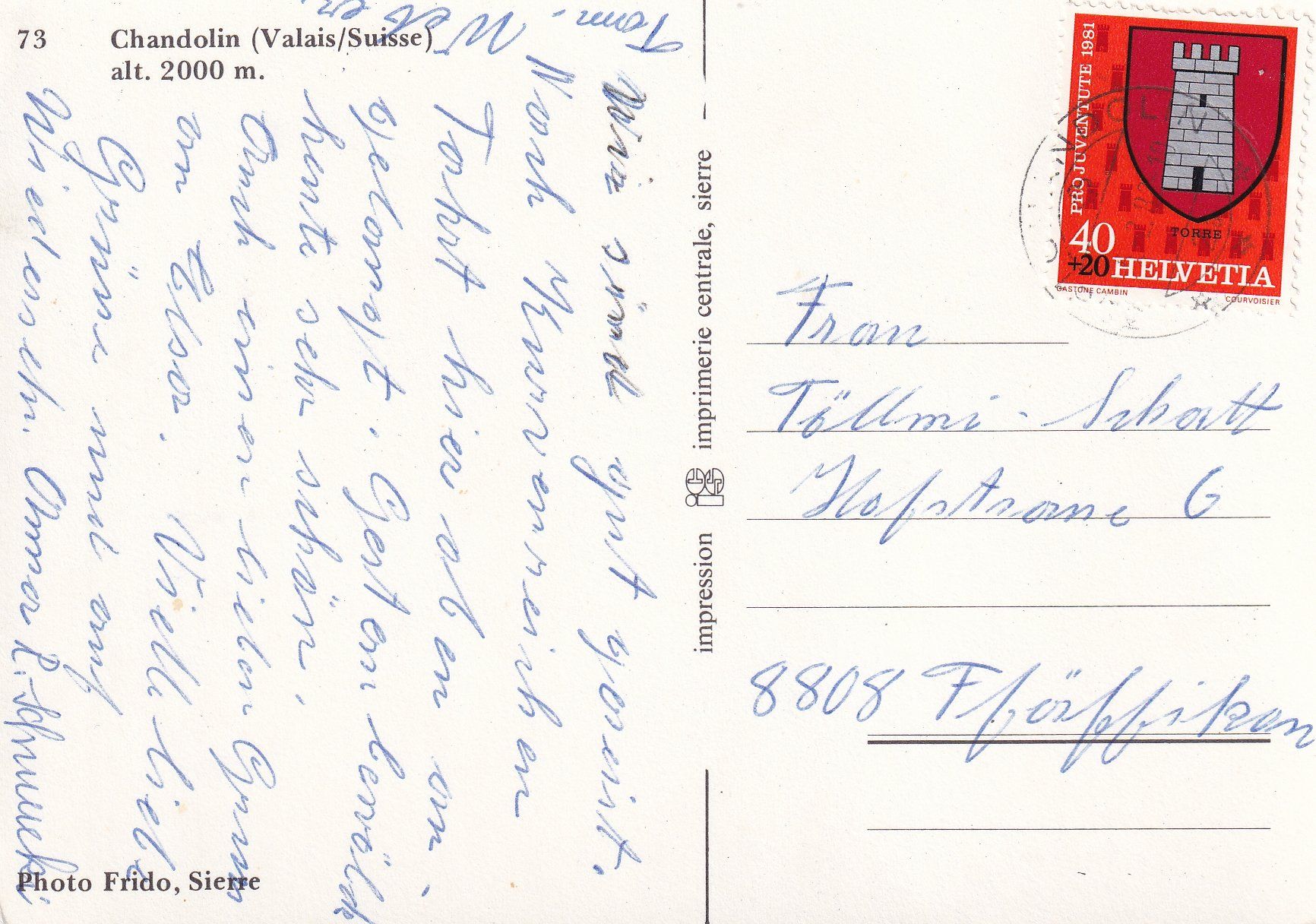 Cartoline postali: Chandolin VS /ay – Usato da Hombrechtikon venduto da Rudolf07 1