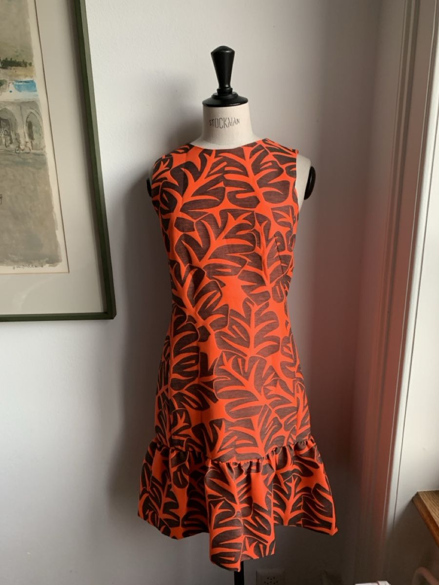 Akris Kleider: AKRIS: Extravagantes, orange gemustertes Kleid, 36 – Neu (gemäss Beschreibung) aus Luzern von designluzern 1