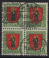 Pro Juventute 1923 4er-Block ⊞ Glarus gestempelt ʘ ZNr. 26
