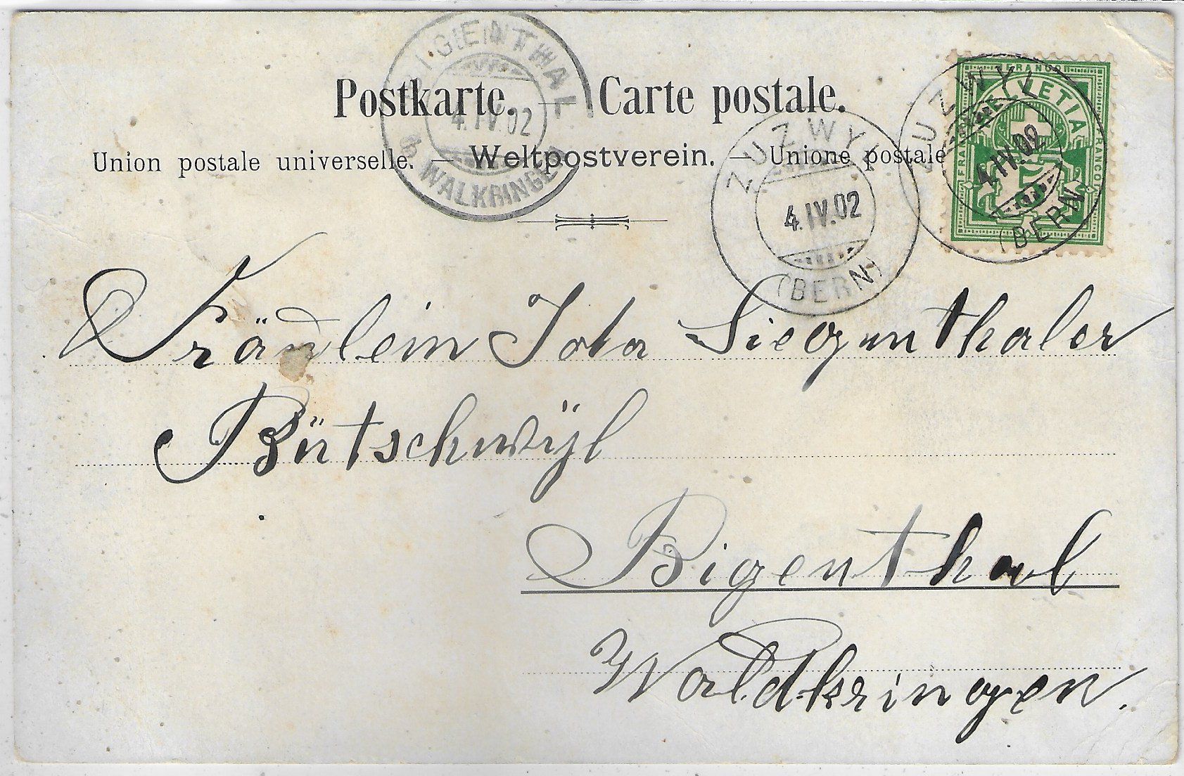Cartoline postali: Trachtenmädchen Tanz mit dem Bär – Usato da Ettingen venduto da Kartenplanet 1