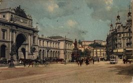 Zürich, Bahnhof, Tram, Pferdekutsche, 1908