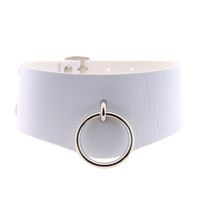 NEUES breites Halsband weiss mit dem Ring der O - 220285