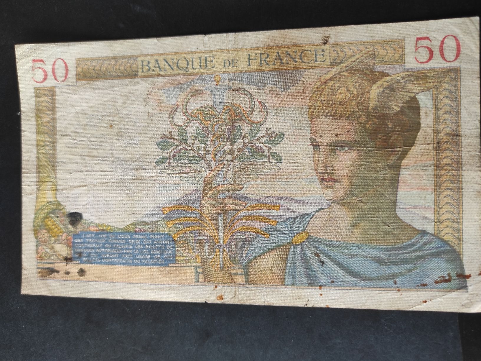 Banconote: 50 francs français 1940 rare – Usato da Couvet venduto da lulul 1