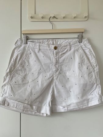 La Martina Bermuda Shorts Weiss, Gr. 33 (L), mit Gold-Nieten