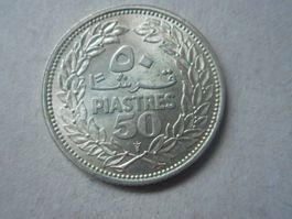 Libanon 50 Piastres (Qirsh) 1952 Silber