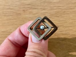 RAR Biedermeier vergoldete Brosche aus Silber Perle