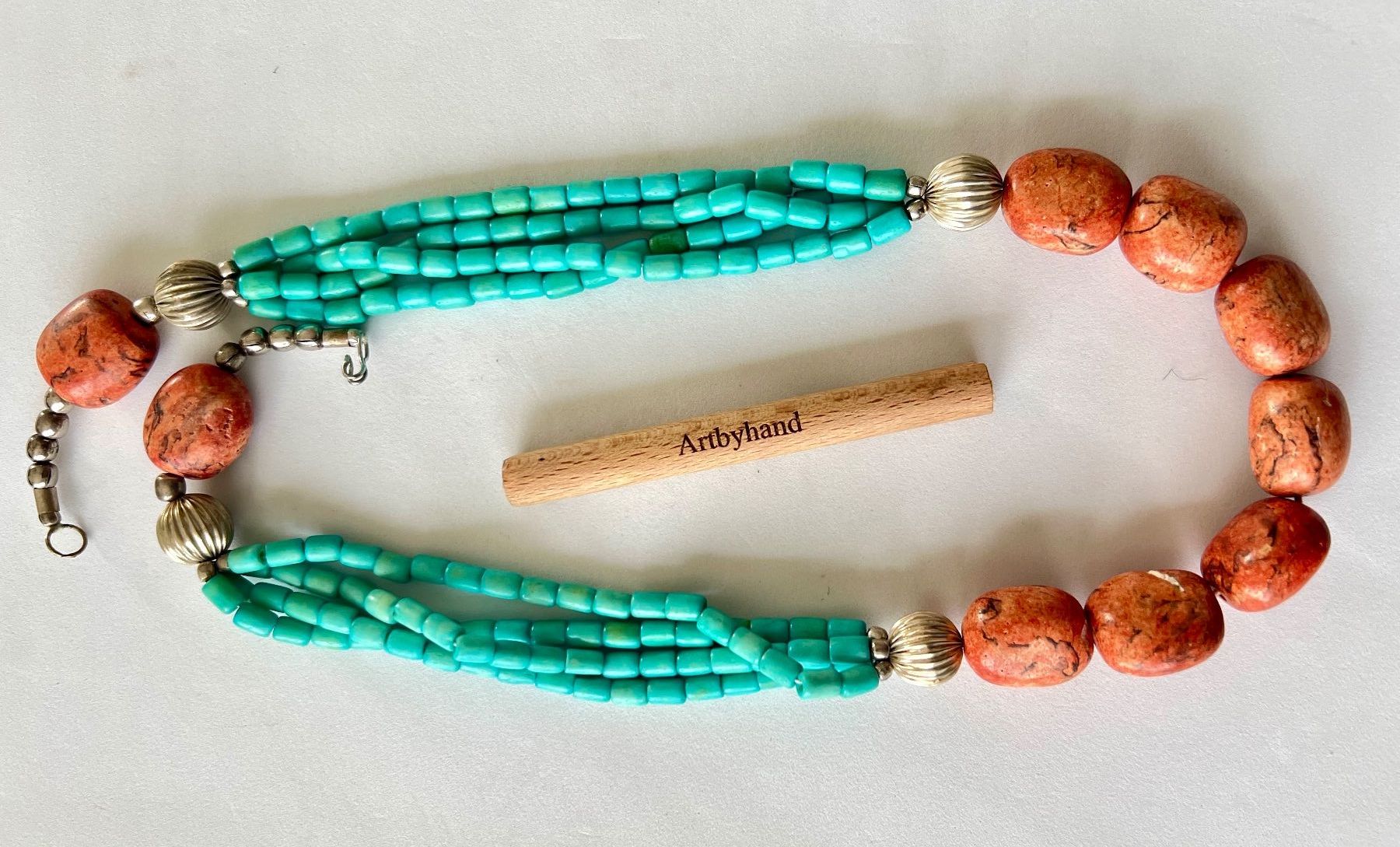 Ketten: Statement-Kette Türkis Jaspis Boho Ethno mehrreihig Vintage – Gebraucht aus Ruswil von artbyhand 7