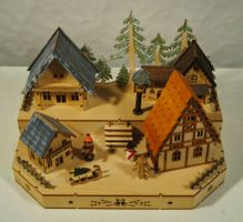 Holz Miniatur Winterdorf mit Beleuchtung