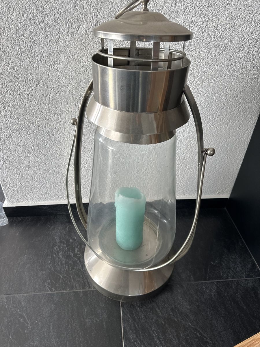 Lanterne: Laterne gross Glas Chrom 74 cm – Usato da Däniken SO venduto da NBdesign 1
