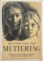 Paul Bodmer,  Muttertag 1943,  Vintage Plakat, Lithographie