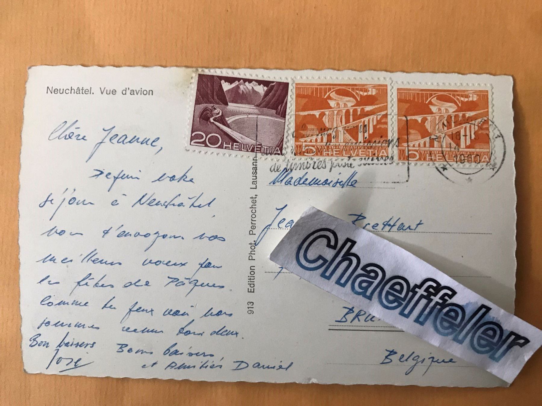 Cartoline postali: Neuchâtel. Vue d‘avion – Usato da Zürich venduto da Chaeffeler 1