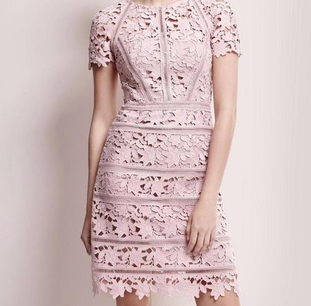 Reiss. Spitzenkleid, rosa, Gr. 34