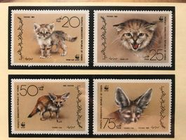 Jemen 1989 Satz WWF Sandkatze Wüstenfuchs postfrisch