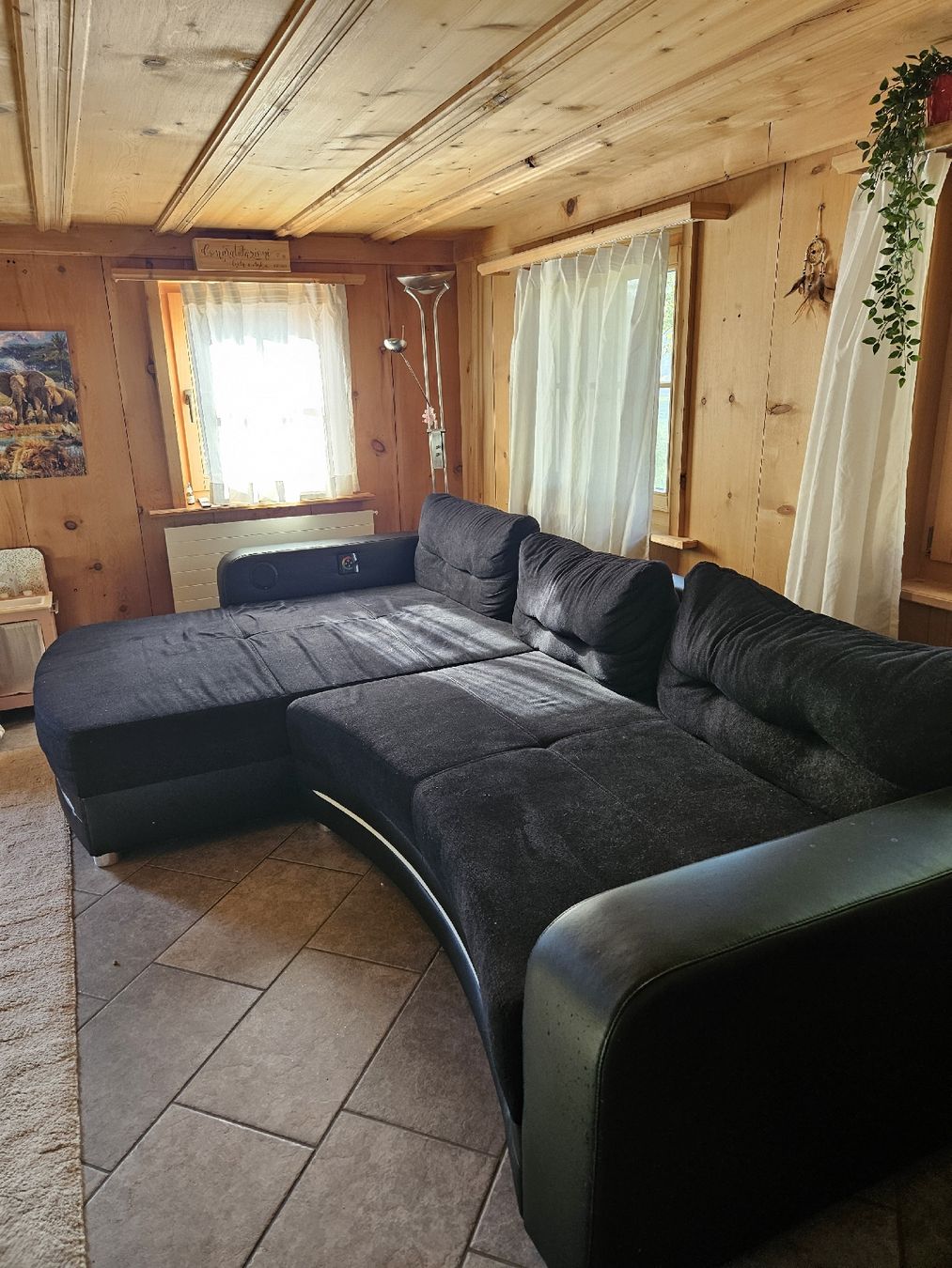 Divani: Ecksofa schwarz Stoff mit integrierten Lautsprechern  – Usato da Davos Platz venduto da egl_h2gt 1