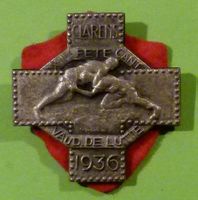 badge gymnaste Schwingen pin Montreux 1936 cantonal VD