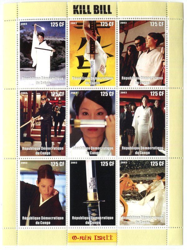 Tutti i francobolli: Block "Lucy Liu. Kill Bill". Kongo – Nuovo e nell'imballaggio originale da Basel venduto da Butsch5