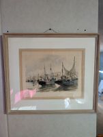 Maritimes Aquarell mit Fischerbooten – signiert & nummeriert