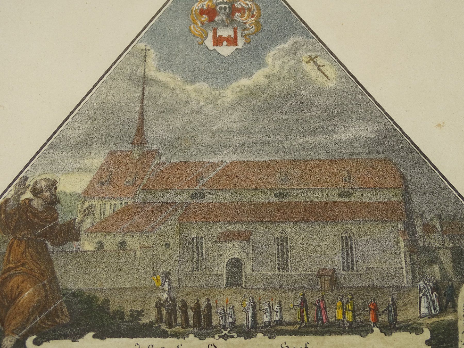 Incisioni: KLOSTER MARIA IN DER AU, LITHOGRAPHIE – Usato da Grüningen venduto da Kartensammler 2