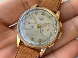 HEUER Chronograph 14 carats GOLD