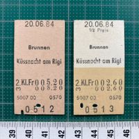 Brunnen - Küssnacht am Rigi, 2 alte Bahn Billette, SBB