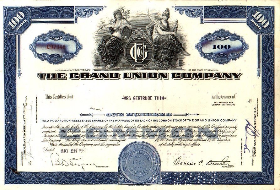 Documenti: Grand Union Company - 1962 – Usato da Solothurn venduto da Sgasche