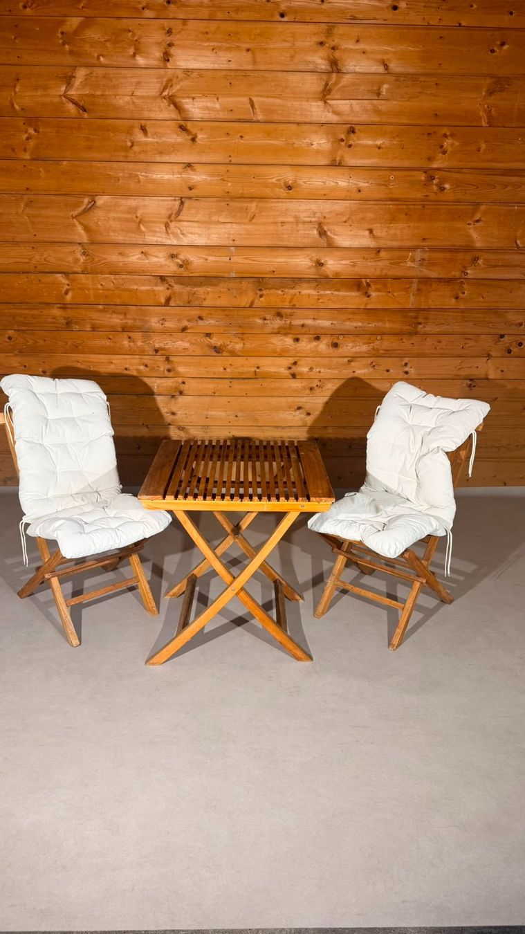 Set di tavolo e panche: Klappbares Teak Gartenmöbel Set 3-teilig Bistroset Balkonset – Usato da Rickenbach ZH venduto da Der-Insider 2
