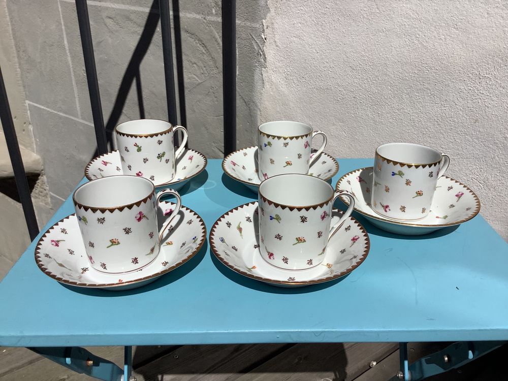 Lot De 5 Tasses à Café Vintage Gondolo (Années 50/60) Avec Sous-tasses Publicitaires
